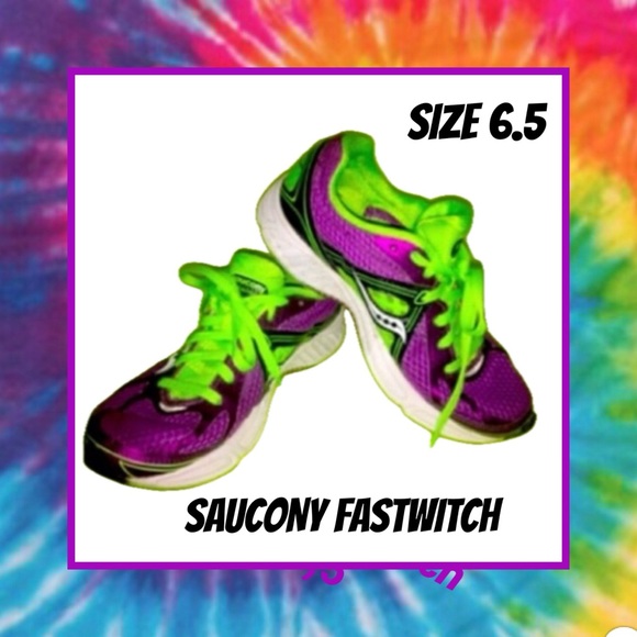 SAUCONY FASTWITCH WOMENS RUNNERS/SNEAKERS SZ 6.5 LIME PURPLE WHITE - Picture 8 of 9